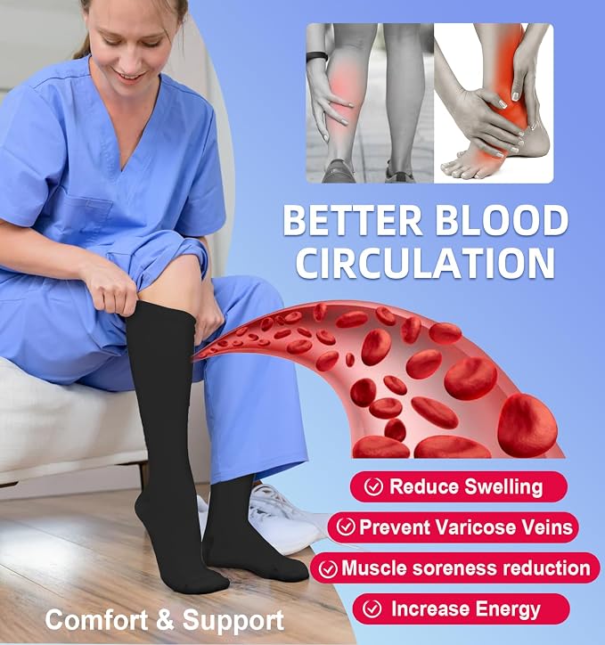 Compression Socks for Women & Men Circulation (4 Pairs) 15-20 mmHg is Best Support for Nurses Running Hiking Travel - Image 4