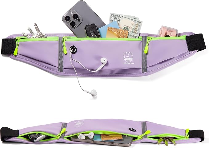 Running Belt Slim Fanny Pack Jogging Pouch Phone Holder Waist Pack - Purple - Image 5