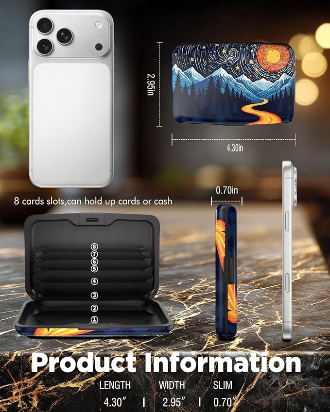 Maicican RFID Blocking Aluminum Credit Card Holder | Slim Metal Wallet for Women & Men, Business Card Case for Travel, Fits Front Pocket, Card holder wallet - Sun - Image 6