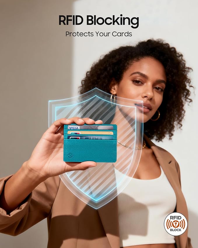 FINTIE Slim Minimalist Front Pocket Wallet RFID Blocking Credit Card Holder | Card Cases with ID Window for Men Women, Legacy Teal - Image 3