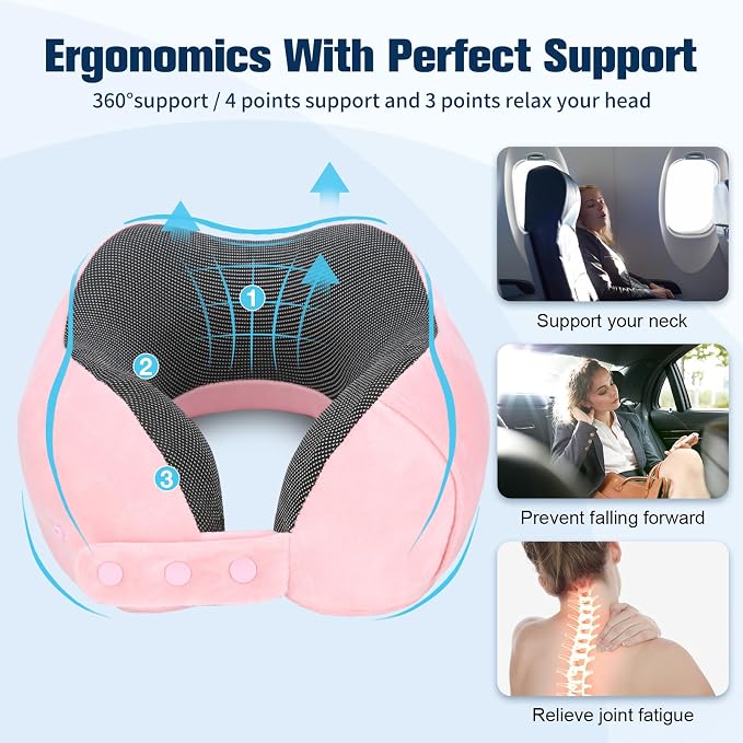 Cirorld Neck Pillow for Traveling, Travel Pillows for Airplanes,100% Pure Memory Foam Travel Neck Pillow, Adjustable Flight Pillow, Portable Plane Accessories with Eye Mask, Earplugs, Carry Bag - Image 9