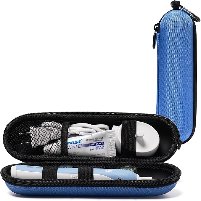 Nincha Compact Electric Toothbrush Travel Case, EVA Protective Storage Bag for Philips Sonicare/Oral-B, Waterproof Portable Carrying Case with Mesh Pocket & Elastic Bands (Blue) by Nincha
