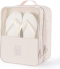 Shoe Bag for Travel, Travel Shoe Bag for Packing, Hold 3 Pairs of Shoes, Travel Essentials for Flying Shoe Organizer Shoe Storage Bag for Travel Light Beige by ENETECk