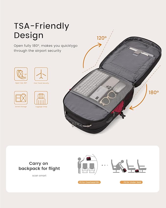LOVEVOOK Large Laptop Backpack for Men,17.3Inch Heavy Duty Travel Backpack | TSA-Friendly with Anti-Theft,Carry On Flight Approved,College Work Bookbag,Water Resistant Business Backpack for Men Women - Image 5