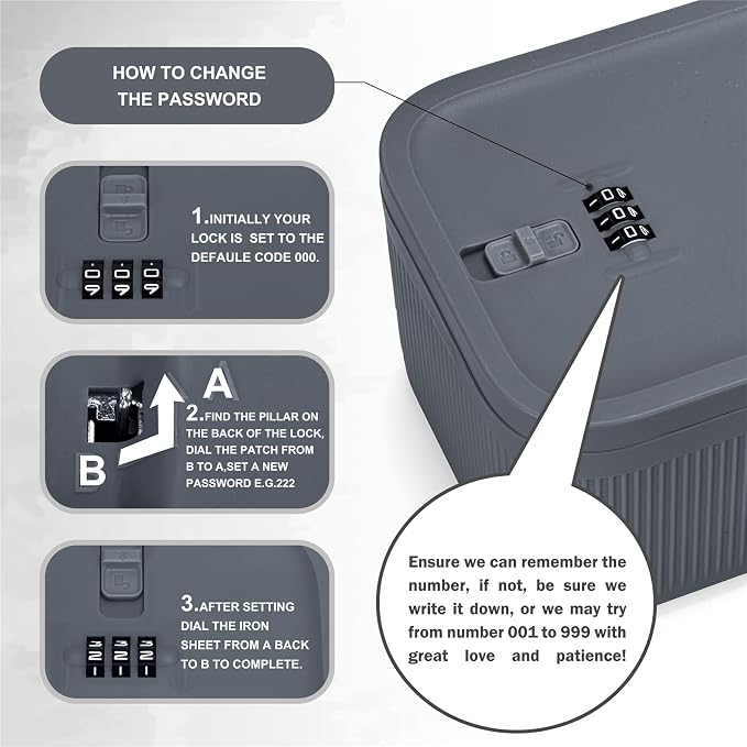 Medication Lock Box,Small Lockable Storage Box with Combination Code for Phone,Medicine Safe,Food, Home,Refrigerator,Office,Personal Items,Travel,Gift - Image 7
