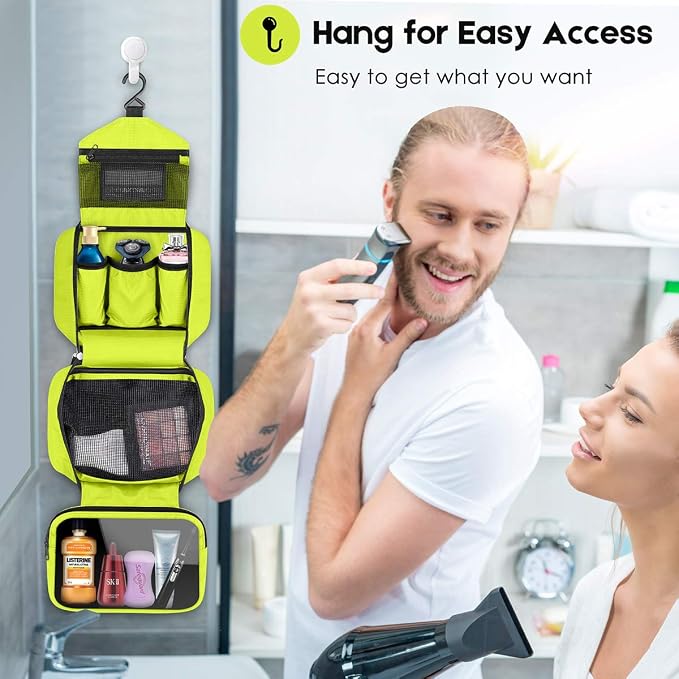 Travel Toiletry Bag for Women, Dopp Kit for Men, Waterproof Makeup Bag Shaving Bag with Hanging Hook, Portable Toiletry Organizer for Traveling and Camping - Image 4