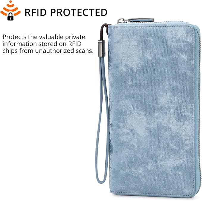Bveyzi Women RFID Blocking Wallet Leather Zip Around Phone Clutch Large Capacity Ladies Travel Purse Wristlet - Image 4