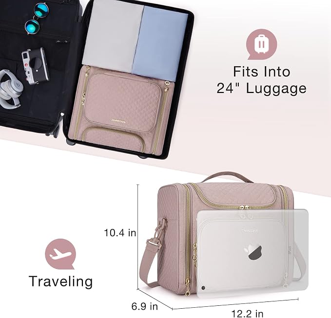 BAGSMART Women's Travel Toiletry Bag, Water-resistant Large Capacity, Pink | Cosmetic Makeup Bag, Door Room Essentials Travel Organizer for Full Sized Toiletries and Cosmetics - Image 6