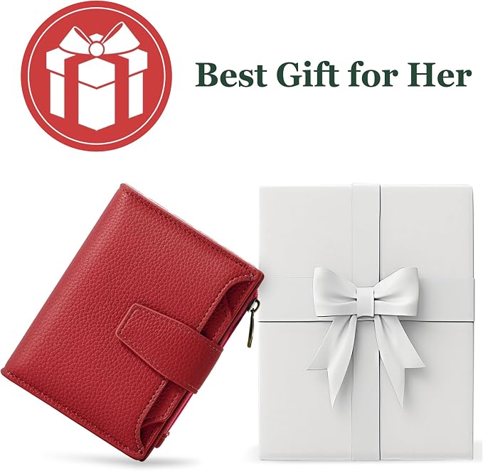 Small Wallet Women RFID Blocking Leather Bifold Compact Card Holder Wallet for Women with Zipper Coin Pocket 4 ID Window - Image 7