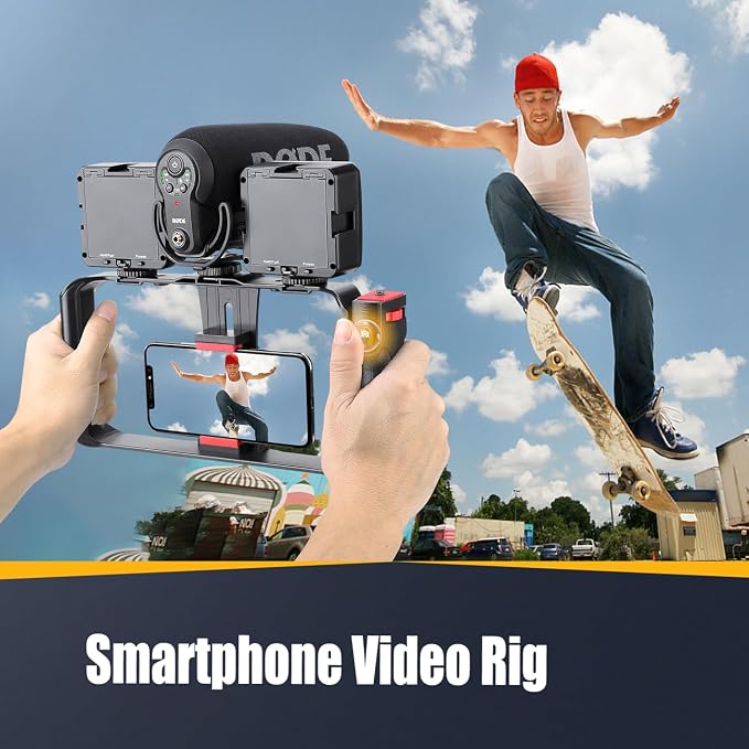 Zeadio Camera Stabilizer Kits, with Smartphone Video Cage Rig and LED Video Light for All Camera Action Camera DSLR Smartphone - Image 3