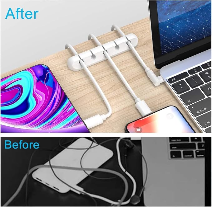Cord Organizer for Desk, Cable Organizer Cable Holder 3 Pack White - Image 2