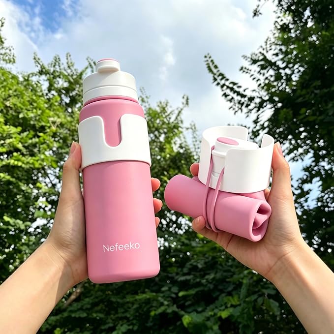 Nefeeko Collapsible Water Bottle, BPA Free 26oz Silicone Water Bottles | Foldable Water Bottles for Travel Sports, Leak-Proof Spill-Proof Portable Water Bottle with Carabiner, Lightweight - Image 7