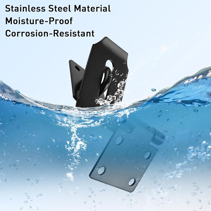 HOWDIA 4 Inch Door Hasp Latch 90 Degree, Stainless Steel Safety Right Angle Padlock Hasp Locking Latch Security Door Clasp Hasp Lock Latch for Push/Sliding/Barn Door, 2mm Thick, Brushed Black - Image 5