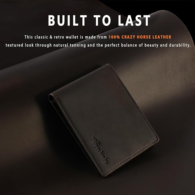 Travelambo Genuine Leather Wallet for Men with Gift Box - Handmade Bifold Stylish - Mens Wallets Rfid Blocking with 2 ID Windows - Image 2