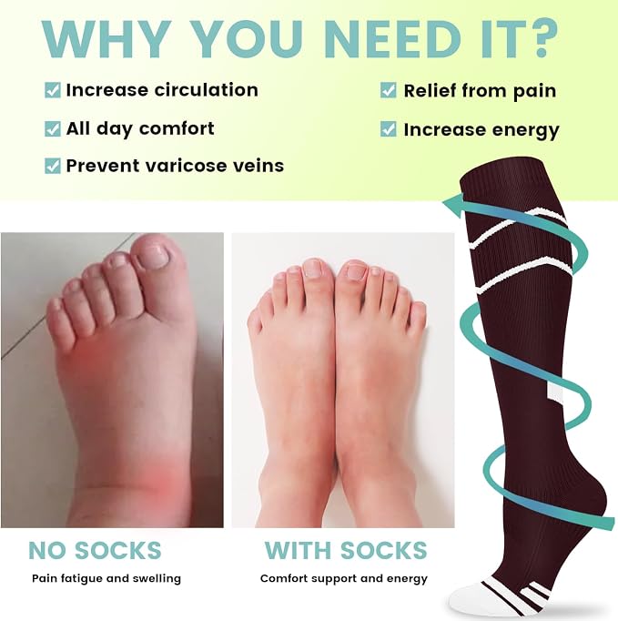 Copper Compression Socks 15-20 mmHg for Men & Women 8 Pairs – Circulation Support for Nurses, Travel, Running, Hiking, Soccer - Image 4
