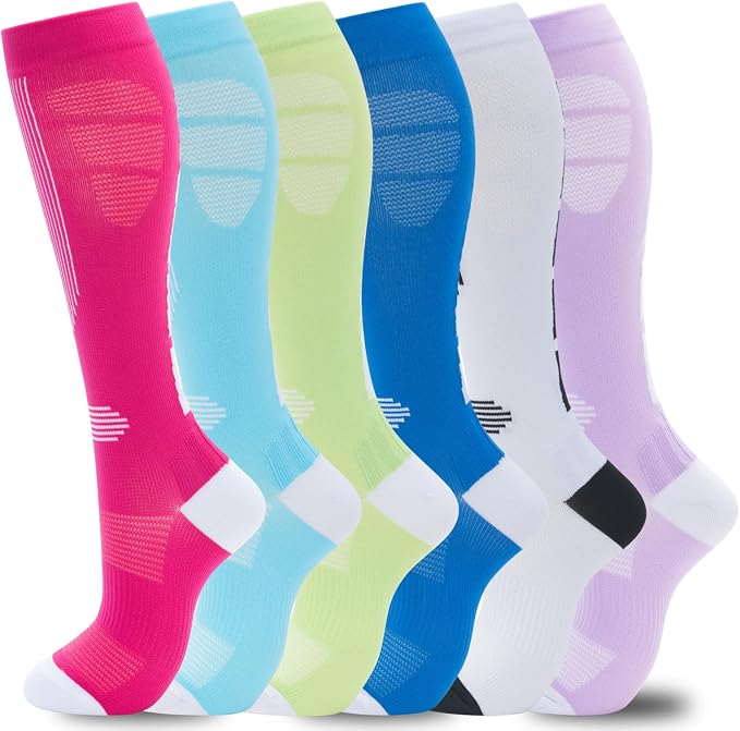 fenglaoda Compression Socks Women Men 6 Pairs, Knee High Best Support Circulation Socks for Running, Travel, Flight, Nurse by fenglaoda