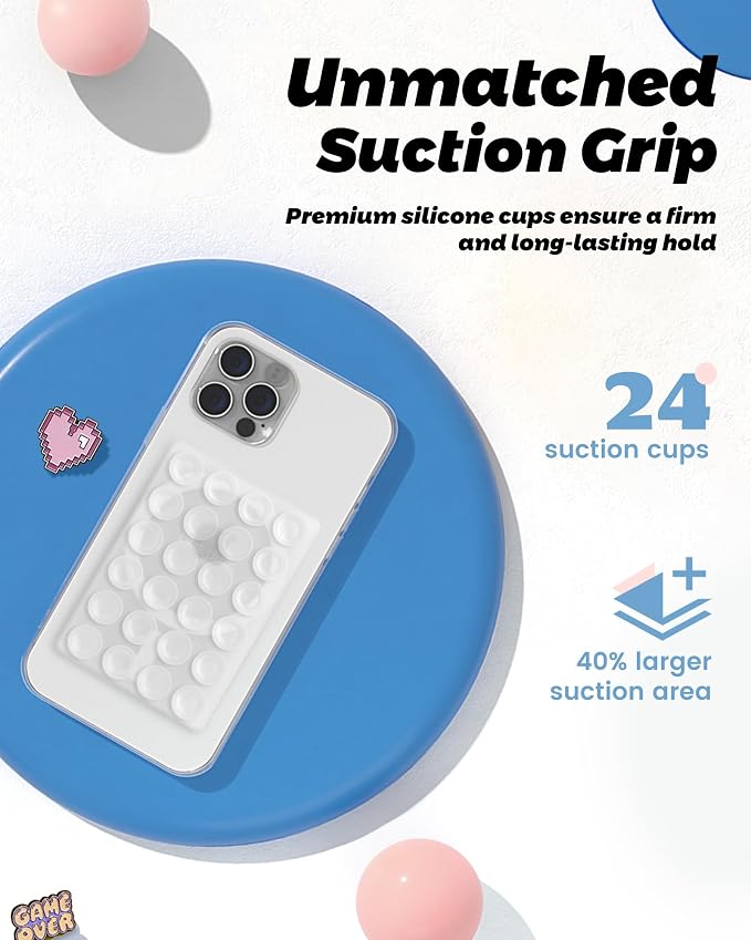 amBand Magnetic Suction Phone Mount for MagSafe Case, Clear Silicone Octo Cup Buddy Sticky Grip Holder for iPhone, Hands-Free Selfie/Video for Tiktok Influencer Content Creator Essentials, Transparent - Image 4