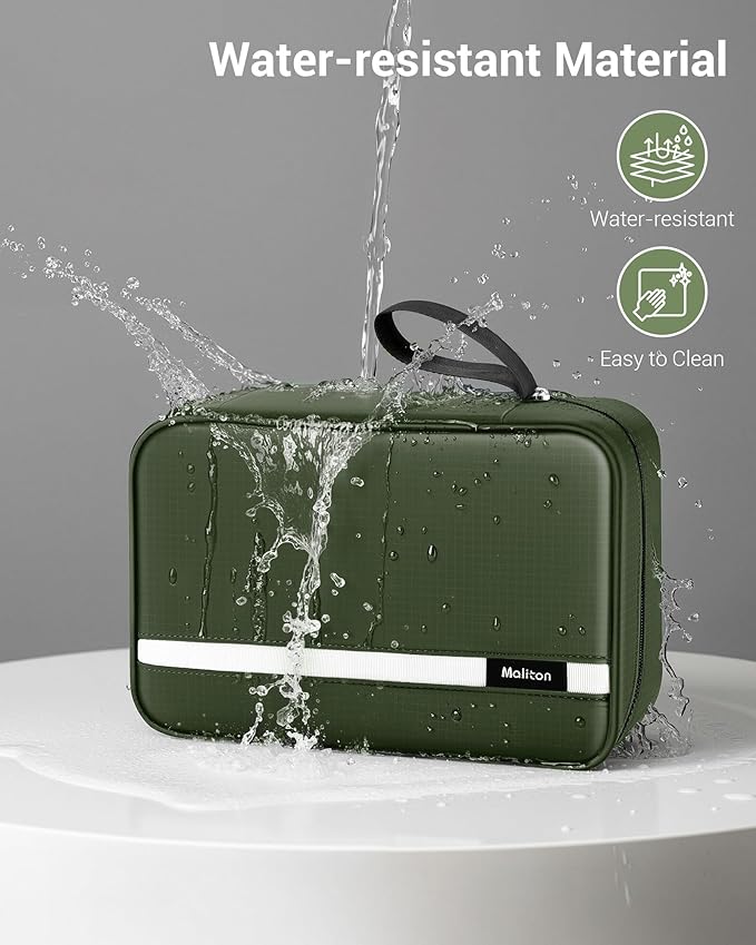 Maliton Toiletry Bag for Men & Women Travel Toiletry Bag Hanging Toiletry Bag Hygiene Organizer with 4 Compartments Waterproof Bathroom Shower Bag Large Toiletries Travel Bag (Olive Green) - Image 4
