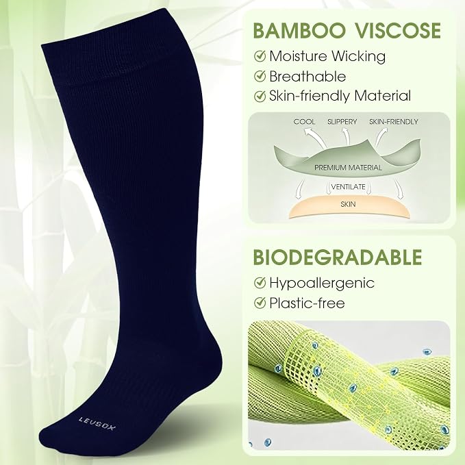 LEVSOX Wide Calf Compression Socks for Women&Men Plus Size 15-20mmHg Knee High Large Support Stockings for Circulation - Image 3