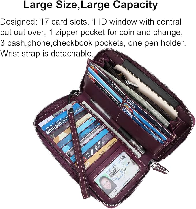 Small Compact Women Wallet RFID Blocking Genuine Leather Bifold Purse with ID Windows - Image 3