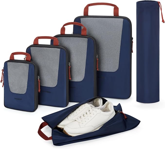 BAGSMART Compression Packing Cubes for Travel, 6/5/4set Lightweight Packing Organizers, Summer Travel Essentials Suitcase Organizer Bags Set by BAGSMART