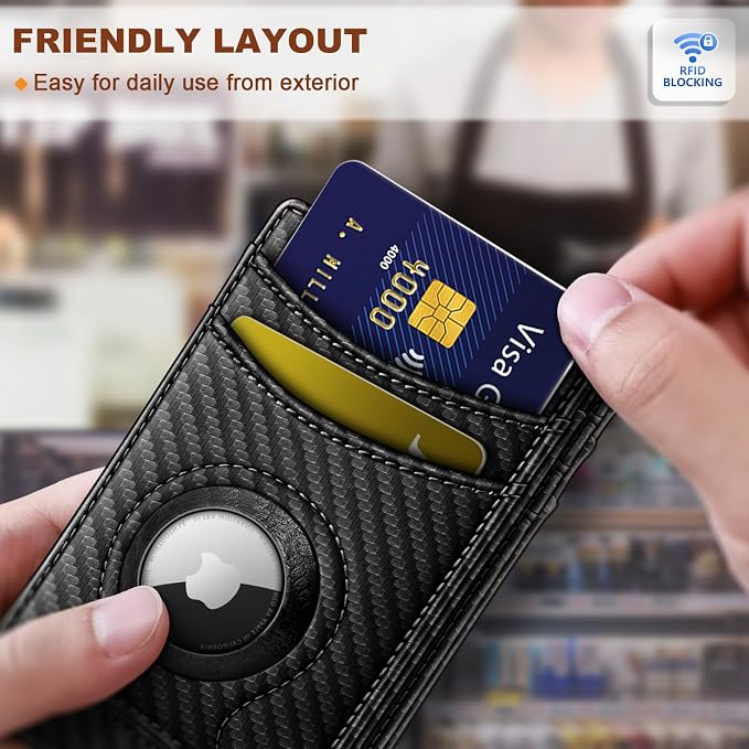 BULLIANT Magnetic Slim Leather Airtag Wallet Money Clip For Men 12Cards | RFID Blocking | Easy Access | Gift Boxed | Pocket Fit - Image 6