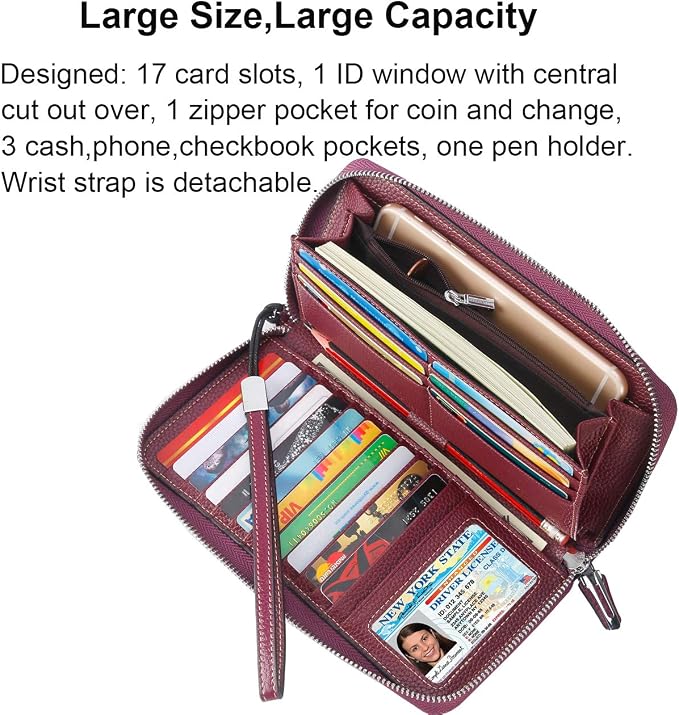 Small Compact Women Wallet RFID Blocking Genuine Leather Bifold Purse with ID Windows - Image 3