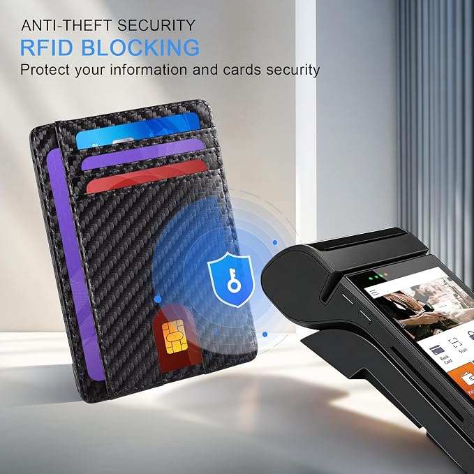 Vancle Slim RFID Wallets for Men Women, Minimalist Thin Front Pocket RFID Blocking Leather Wallets for Travel Work - Image 2