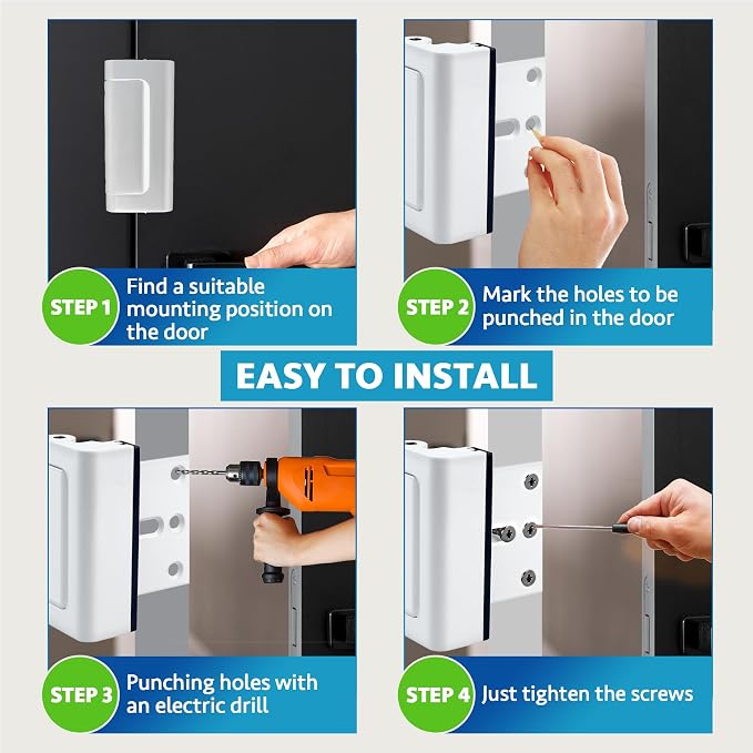Door Locks (2-Pack) - Easy To Install Aluminum Home Security Door Locks for Front Door - Child Proof Door Lock for Kids Safety- Withstand 800 lbs of Force & Tamper Proof Top Door Lock Latch - Image 5