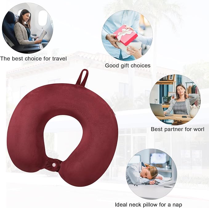 Travel Neck Pillow Memory Foam U Shape Neck Pillow for Travel Pillow Comfortable Head Neck Support Airplane Pillow for Traveling Car Home Office Travel Neck Flight Pillow - Image 6