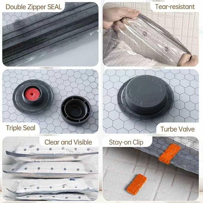 Vacuum Bags for Travel with Wireless Rechargeable Pump, 15 Pack Carry-on Size Compression Packing Seal Bags for Luggage and Suitcase, Space Saver Vacuum Storage Bags for Clothes and Clothing Travel - Image 5