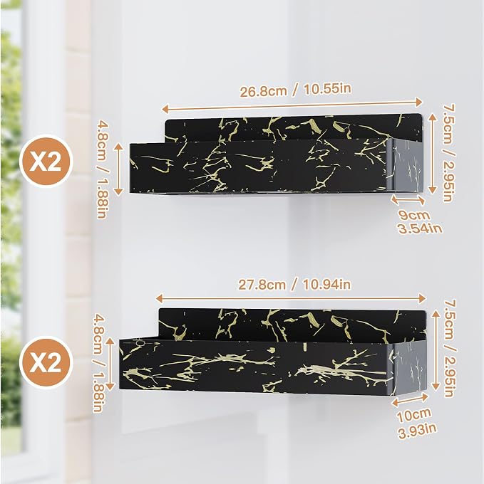 Mystozer Magnetic Spice Rack for Refrigerator, Kitchen Organizer and Storage Shelf, Black Gold(4 Pack) - Image 2