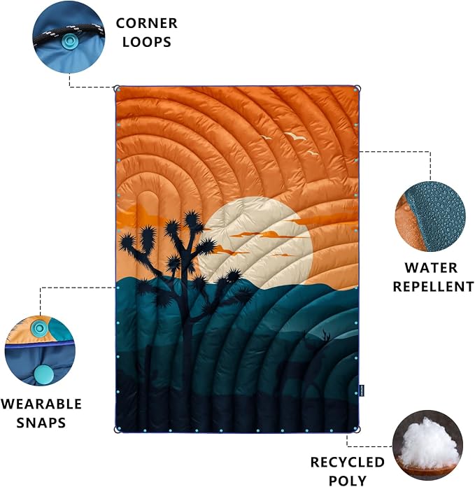 Puffy Camping Blanket,Large Camp Blanket Outdoor Camping Quilt Waterproof | Lightweight Printed Warm Packable Down Alternative Blanket for Camping,Traveling, Stadium, Hiking, Picnics - Image 3