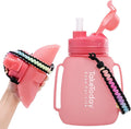 TakeToday Collapsible Water Bottles for Outdoor, 40oz, Pink | Time Marker, BPA-Free Silicone, Folds for Travel, Paracord Handle for Hiking, Gym, Camping, Leakproof by TAKETODAY