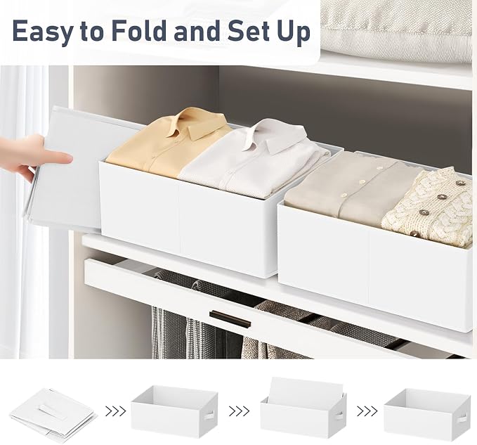 DIMJ Closet Storage Bins 6 Pack - Fabric Storage Baskets for Shelves, Large Clothes Organizers with Handles, Trapezoid Shelf Organization Storage Cubes for Purse, Toys, Books, Towel, Clothes - Image 4