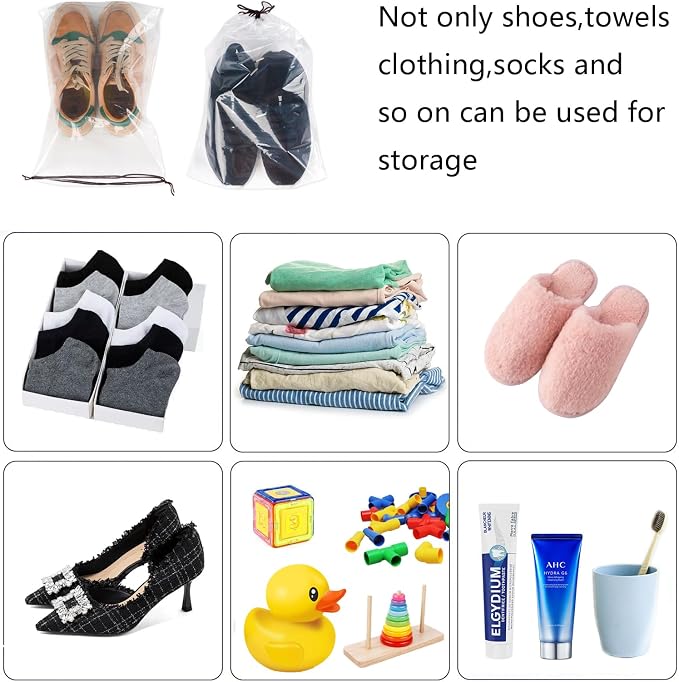 100 Pcs transparent Shoe Bags for Travel（11.8“ x 15.7”） - Image 4