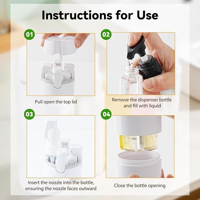 4 in 1 Travel Dispenser Bottle with Cleaning Brush,4 Pack 30ml Leak Proof Refillable Travel Size Toiletries Containers for Shampoo Conditioner,Portable Travel Bottles Set for Vacation Camping & Gym - Image 3