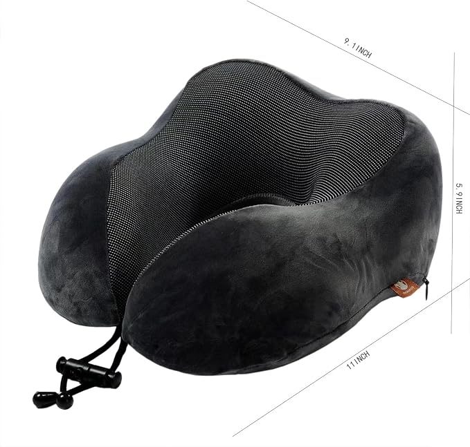 Memory Foam Travel Pillow, Neck Pillow with 360-Degree Head Support, Comfortable and Lightweight, Ideal for Sleeping on Airplane, Car, Train, Bus and Home Use, Comes with Storage Bag (Grey) - Image 4
