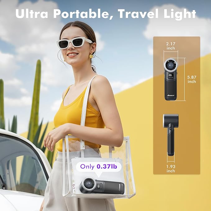 AMACOOL Portable Handheld Turbo Fan丨5 Speed Foldable Hand Fans丨Max 20 Hours Runtime丨Rechargeable Mini Pocket Cooling Fan for Travel, Outdoor Activities, Gifts for Women - Image 5