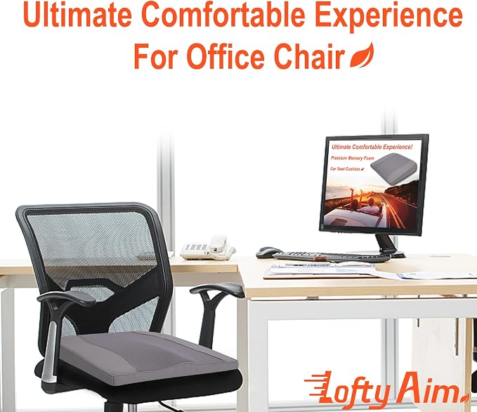 Lofty Aim Car Seat Cushion, Memory Foam Car Seat Cushions for Long Driving | Comfy Car Seat Pillow for Pain Relief, Driver Seat Cushion Adds Height, Butt Cushion for Car, Truck, Office Chair, Gray - Image 4