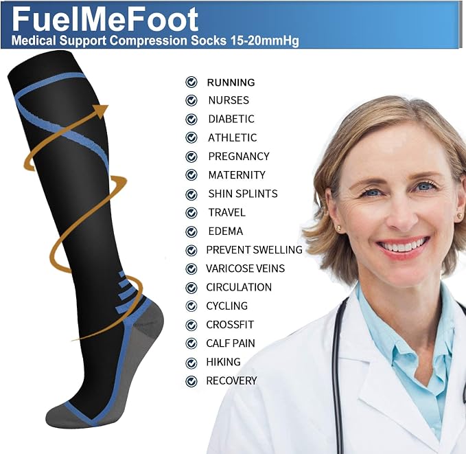 FuelMeFoot 3 Pack Copper Compression Socks - Compression Socks Women & Men Circulation - Best for Medical,Running,Athletic - Image 5