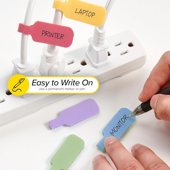 Wrap-It Storage Cable Labels - Medium, Macaron (30-Pack) | Write On Cord Tags for Wire Management and Identification - Image 3