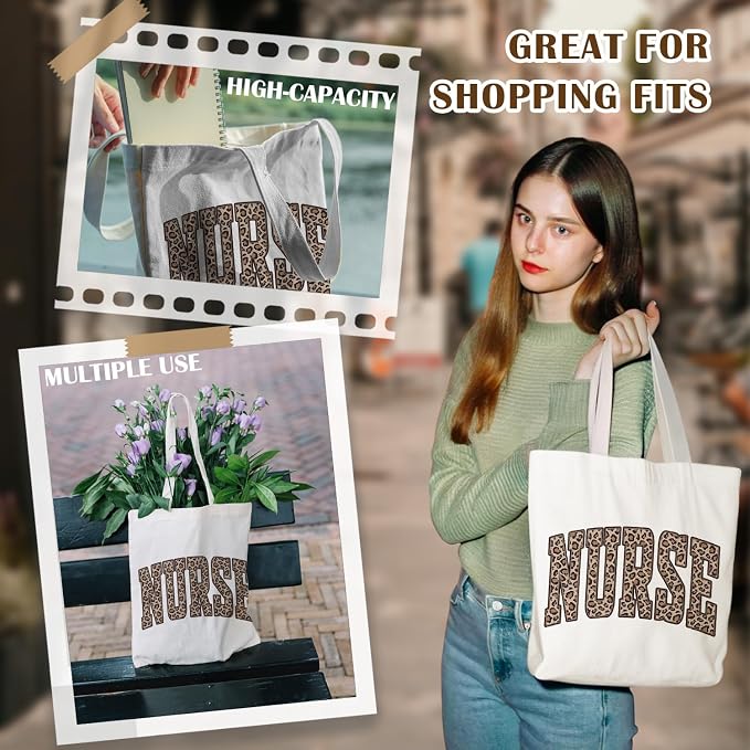 Nurse Canvas Tote Bag, Nurse Appreciation Gifts, Nursing School Gift Reusable Shopping Grocery Bags - Image 5