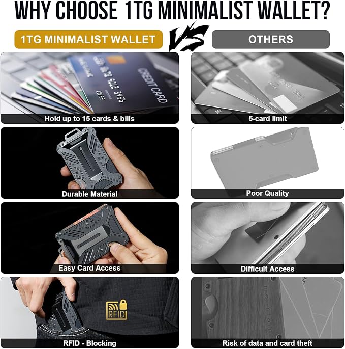 Carbon Fiber Slim Wallet Money Clip RFID Blocking ID Window | Hold UP to 15 card,C-Shaped Quick-Access Card Slot,Front Pocket Slim Fit Design,Lanyard Compatible Badge Holder,Easy Clean - Image 7