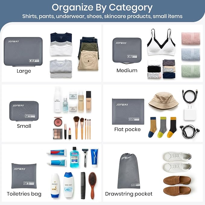Joyway 6 Set Packing Cubes for Travel, Lightweight Luggage Organizer Bags for Suitcases, Travel Essentials Clothes Storage Bags for Carry On, Backpack, Vacation and Business Trips - Image 4