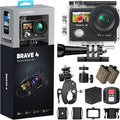 AKASO Brave 4 Action Camera 4K30 Ultra Hd Waterproof Underwater Camera | 20MP EIS WiFi Remote Control 170° FOV 5X Zoom Sport Camera for Snorkel Travel with Bicycle Helmet Motorcycle Accessories Kit by AKASO