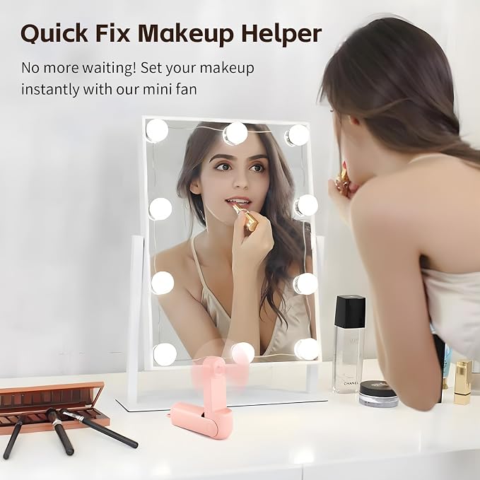 Portable Fan, Mini Handheld Fan with Power Bank, Cute USB Rechargeable Pocket Fan, Foldable Small Cooling Fan with LED Light, Personal Travel Fan,Summer,Beach Essentials,Summer Gift for Women - Image 7