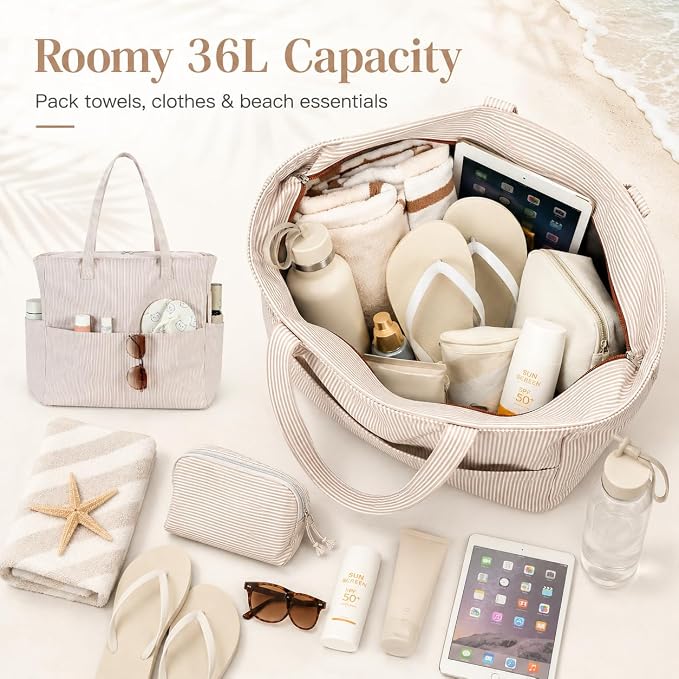 Bluboon Beach Bags for Women, Large Waterproof Tote Bag With Wet Compartment for Pool Weekender Travel Gym - Image 4