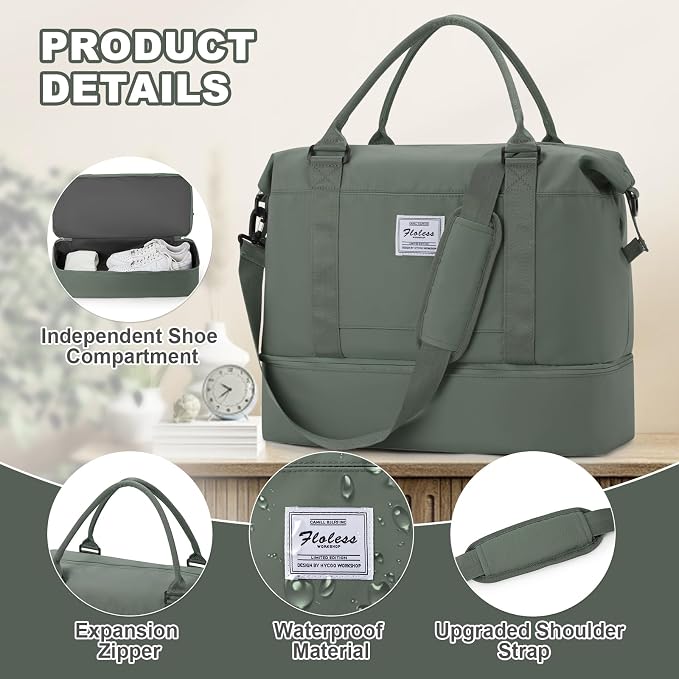Travel Duffel Bag, Sports Tote Gym Bag, Shoulder Weekender Overnight Bag for Women - Image 7