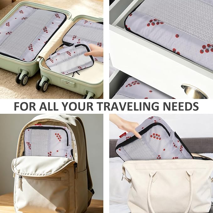 U+U 5 Set Packing Cubes, Travel Organizers with Shoe Bag (Cherry Tomato) | Ultralight Design & Easy Travel Organization - Image 6